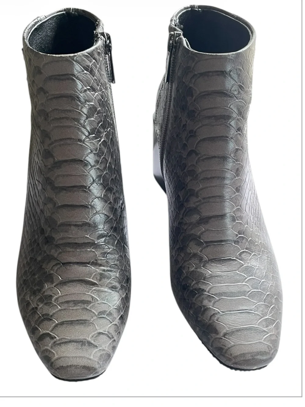 Donald J. Pliner Alek Grey Snake-Embossed Leather Ankle Boots